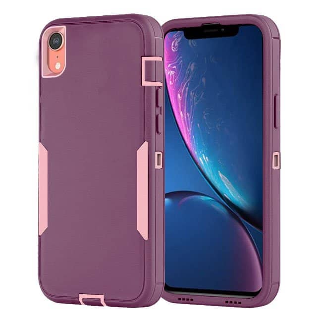 For Apple iPhone XR 3in1 Case Drop Resistant Defender Tradies Hybrid Armor Heavy Duty Rugged Shockproof Tough Cover (Purple) For Apple iPhone XR 3in1 Case Drop Resistant Defender Tradies Hybrid Armor Heavy Duty Rugged Shockproof Tough Cover (Purple)